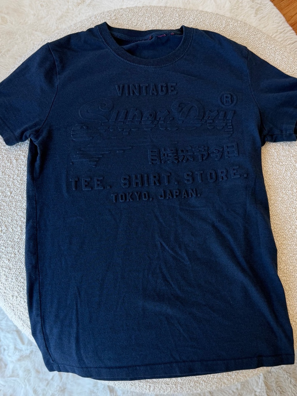 Superdry Navy Embossed Logo Short Sleeve Tee Size S